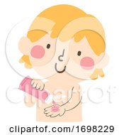Poster, Art Print Of Kid Toddler Girl Shampoo Hand Illustration