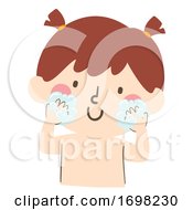 Poster, Art Print Of Kid Toddler Girl Wash Face Illustration