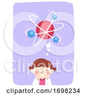Poster, Art Print Of Kid Girl Think Atom Science Illustration