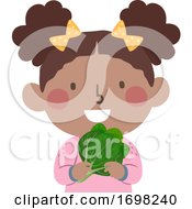 Kid Girl Spinach Super Food Illustration