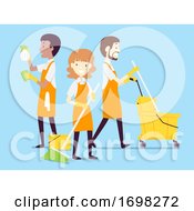 Poster, Art Print Of People Cleaning Crew Job Illustration
