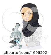 Teen Girl Qatar Student Microscope Illustration