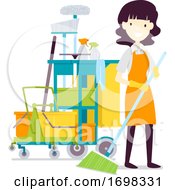 Poster, Art Print Of Girl Cleaning Service Job Illustration