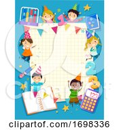 Stickman Kids Math Party Frame Illustration