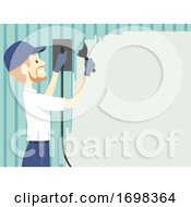 Man Wallpaper Remover Job Illustration