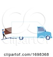 Poster, Art Print Of Man Moving Business Van Illustration