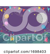 Poster, Art Print Of Party Outer Space Theme Buntings Background