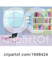 Poster, Art Print Of Study Area Library Table Setting Illustration