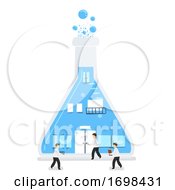 Poster, Art Print Of Scientists Flask Laboratory Building Illustration