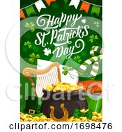 Poster, Art Print Of St Ptarick Day Green Hat Pot With Gold Shamrock