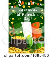 Poster, Art Print Of Irish Shamrock Gold And Flag Patricks Day