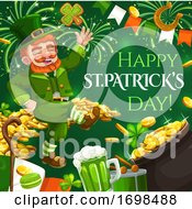 Poster, Art Print Of Patricks Day Leprechaun And Gold Coins Fireworks