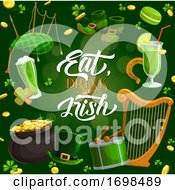 Poster, Art Print Of Irish Food Drink Music On Patrick Day Horseshoe
