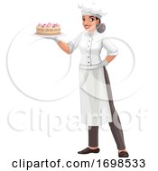 Poster, Art Print Of Female Chef Holding A Cake