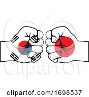 Japan And South Korea Flag Fists by Vector Tradition SM