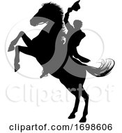 Poster, Art Print Of Cowboy Riding Horse Silhouette