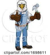 Eagle Mascot Carpenter Handyman Holding Hammer