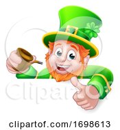 Poster, Art Print Of Leprechaun St Patricks Day Cartoon Pipe Sign