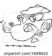 Poster, Art Print Of Black And White Running Angry Pig