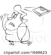 Black And White Fat Woman Throwing A Scale Over Her Shoulder