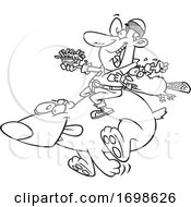 Poster, Art Print Of Black And White Lumberjack Holding French Fries And A Beaver On A Running Polar Bear Canajuneh