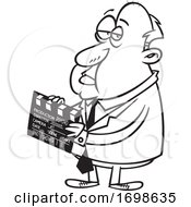 Poster, Art Print Of Black And White Of Alfred Hitchcock Holding A Clapperboard