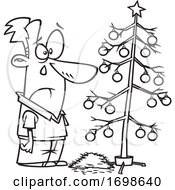 Poster, Art Print Of Black And White Sad Man Crying Over A Dead Christmas Tree