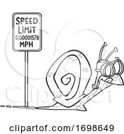 Poster, Art Print Of Black And White Snail Passing A Speed Limit Sign