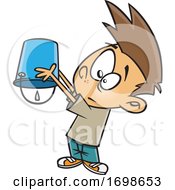 Cartoon Boy With A Drop In The Bucket