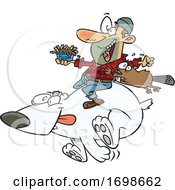 Cartoon Lumberjack Holding French Fries And A Beaver On A Running Polar Bear CanajunEh by toonaday
