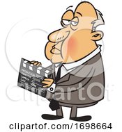 Poster, Art Print Of Cartoon Of Alfred Hitchcock Holding A Clapperboard