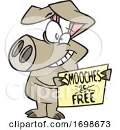 Cartoon Pig Offering Free Smooches by toonaday