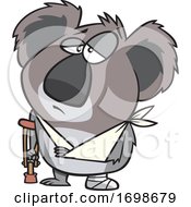 Cartoon Injured Koala With An Arm Sling And Crutch by toonaday