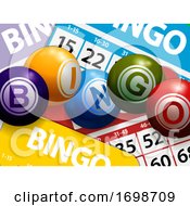 3D Bingo Balls On Bingo Cards