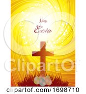 Easter Cross And Eggs On Abstract Background