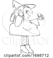 Poster, Art Print Of Cartoon Halloween Witch Talking On A Cell Phone