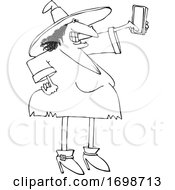 Poster, Art Print Of Cartoon Chubby Witch Taking A Selfie