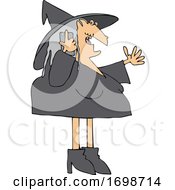 Poster, Art Print Of Cartoon Halloween Witch Talking On A Cell Phone