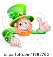 Poster, Art Print Of Leprechaun St Patricks Day Cartoon Pointing Sign