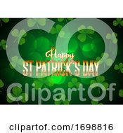 Poster, Art Print Of St Patricks Day Background With Clover And Gold Lettering