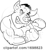 Poster, Art Print Of Tough Black And White Muscular Boxer Pig For A Bbq Competition Design