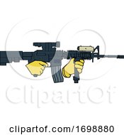 Poster, Art Print Of Hands Holding An Automatic Carbine Rifle