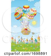 Poster, Art Print Of Bunny Rabbit In An Easter Egg Hot Air Balloon