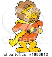 Poster, Art Print Of Cartoon Lion Super Hero Mascot
