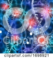 Poster, Art Print Of 3d Medical Background With Dna Strands And Abstract Virus Cells