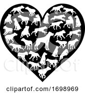 Poster, Art Print Of Rottweiler Dog Heart Silhouette Concept