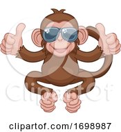 Poster, Art Print Of Monkey Sunglasses Cartoon Animal Giving Thumbs Up