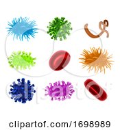 Poster, Art Print Of Virus Bacteria Germs Blood Cells Set
