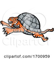 Poster, Art Print Of Turtle Tiger Leaping Side Mascot
