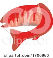Poster, Art Print Of Trout With Building Skyline Inside Icon